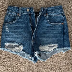 Kittenish Dark Blue Ripped Jean Shorts